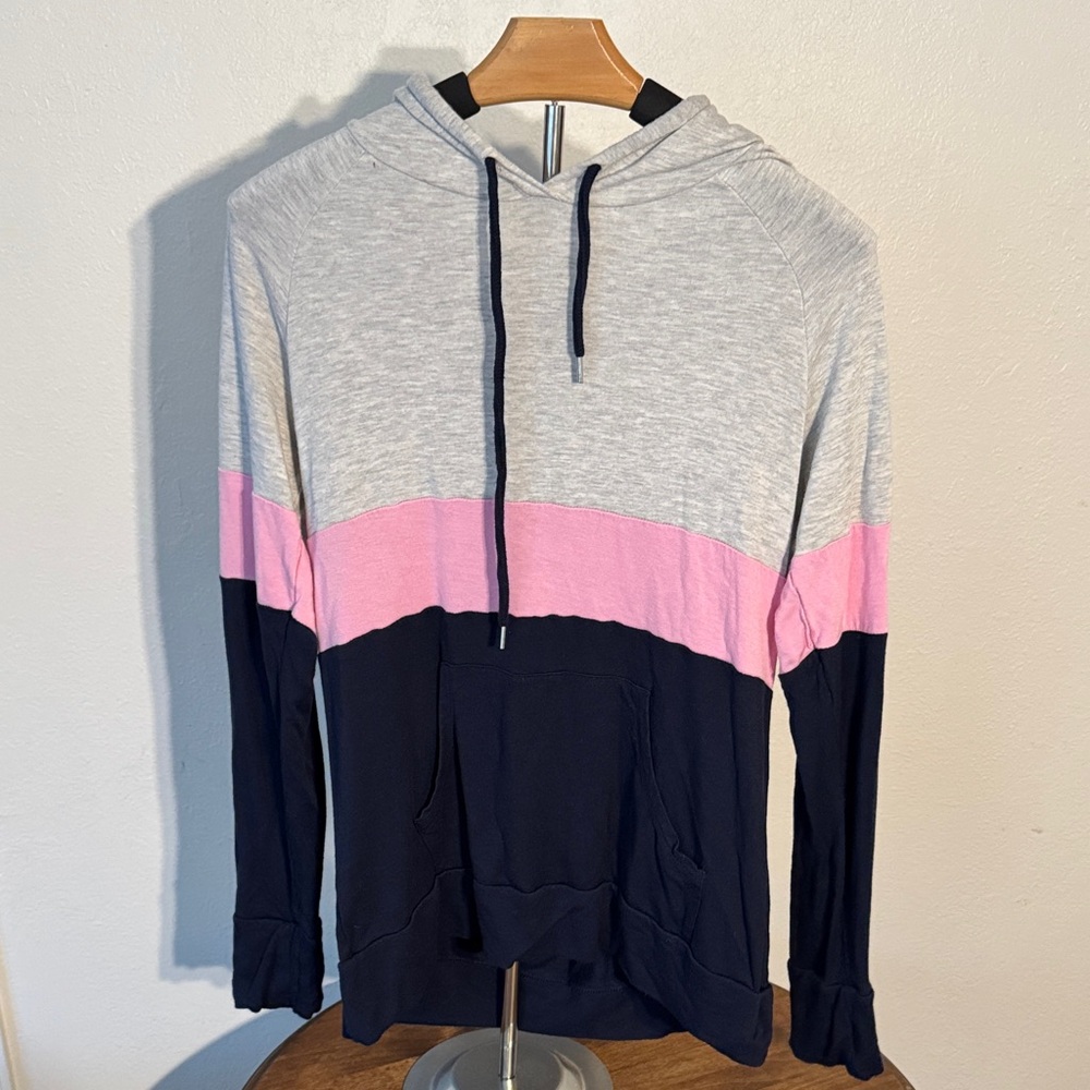 Colorblock Hoodie in Gray, Pink, and Navy market & spruce size medium